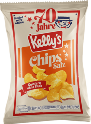 Verpackung von Kelly’s Chips Salz 70 Jahre Retro Edition